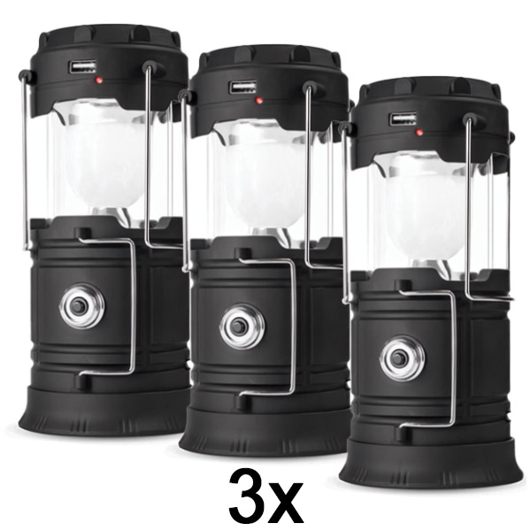3x Solární nabíjecí kempingová lucerna + svítilna | CAMPGLO