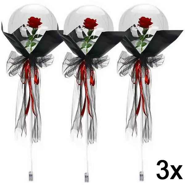 3x LED balónek s růží pro nezapomenutelné okamžiky | LOVEBALLOON