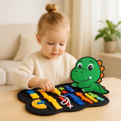 Montessori tabulka úkolů ve tvaru dinosaura pro batolata | DINOBOOK